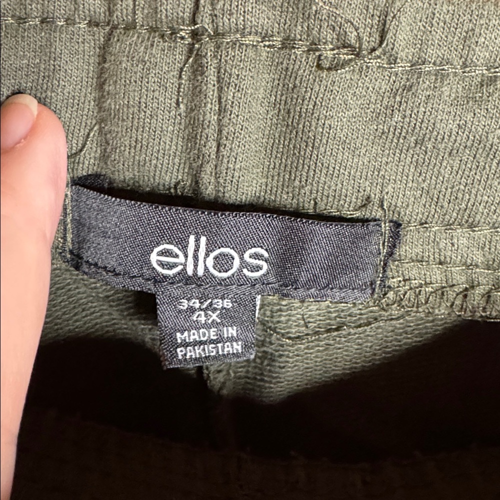 Ellos Plus Size Fleece Jogger Sweatpants Burnt Olive Green 4X Drawstring Pockets - Picture 5 of 8